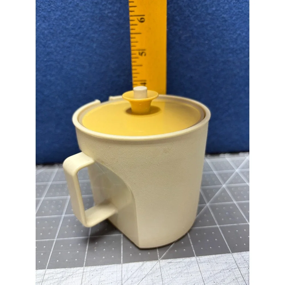 Tupperware Sugar Bowl Creamer Yellow 1415 8 Dual Handle Retro Kitchenware